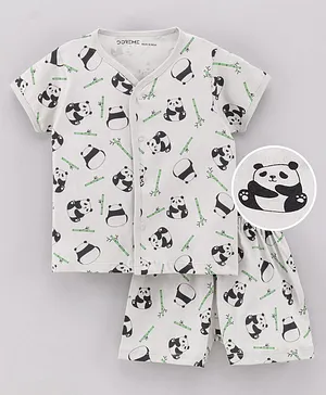 Doreme Shorts Sets Half Sleeves Tee & Shorts Set All Panda Print - Smoke