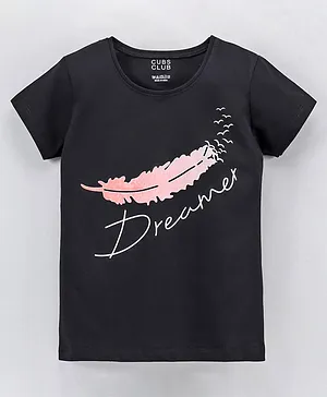 Cubs Club Half Sleeves Tee Dreamer Print - Black
