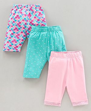 Babyhug Three Fourth Length Lycra Leggings Pack of 3 - Multicolor