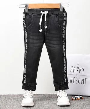 Babyhug Full Length Denim Washed Jeans - Black