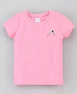 Smarty Girls Half Sleeves Cotton T-shirt Solid - Light Pink