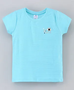 Smarty Girls Half Sleeves Cotton T-shirt Solid - Sky Blue