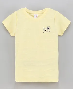 Smarty Girls Half Sleeves Cotton T-shirt Solid - Lemon