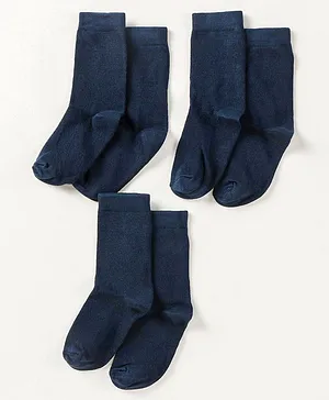 Mustang Full Length School Socks Solids Pack of 3 - Blue