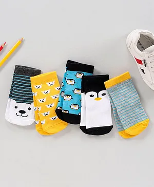 Cute Walk by Babyhug Ankle Length Anti-Bacterial Socks Stripes Design Pack of 5 - Multicolor