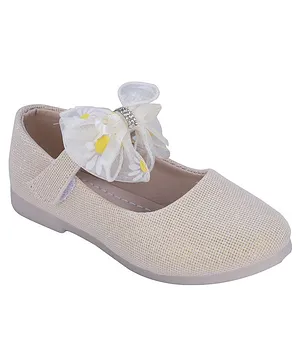 Mine Sole Glittery Big Bow Detailing Party Wear Mary Jane - Gold