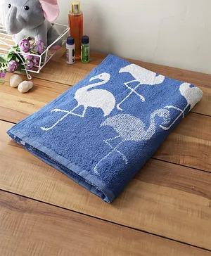 Softweave Bamboo Kids Towel Flamingoes Embroidery- Blue