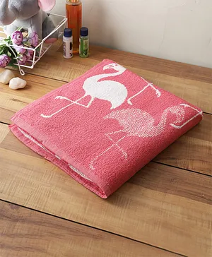 Softweave Bamboo Flamingoes Embroidery Towel - Pink