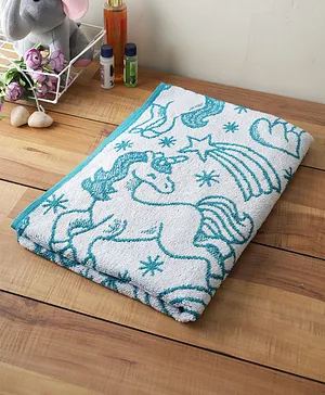 Softweave Bamboo Unicorn Embroidery Towel - Green
