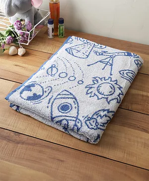 Softweave Bamboo Spacecraft Embroidery Towel - Blue