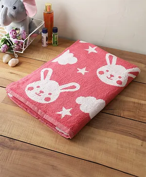 Softweave Bamboo Kids Towel Bunny Embroidery - Pink