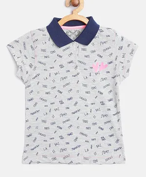 Femea Short Sleeves Places Print Tee - Grey