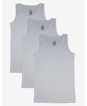 Kiddopanti Sleeveless Solid Rib Vest Pack Of 3 - White