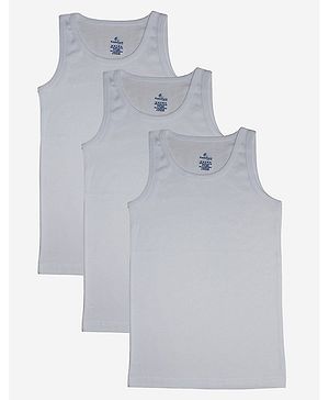 Kiddopanti Sleeveless Solid Rib Vest Pack Of 3 - White