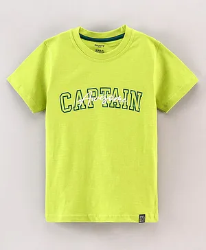 Smarty Half Sleeves T-Shirt Captain Print - Florescent Green