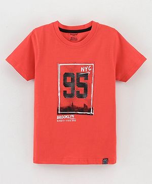 Smarty Boys Half Sleeves T-Shirt 95 Print - Cherry Red