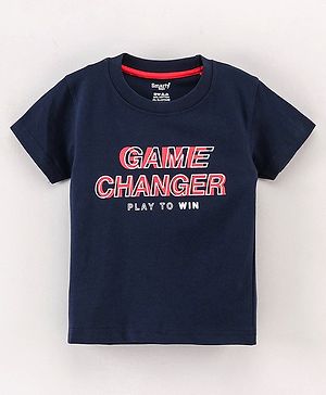 Smarty Boys Half Sleeves T-Shirt Game Changer Print - Navy Blue