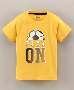 Smarty Half Sleeves T-Shirt Football Print - Yellow