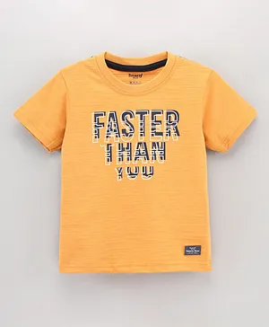 Smarty Organic Cotton Half sleeves T Shirts Text Print - Yellow