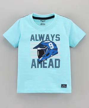 Smarty Half sleeves T Shirts Helmet Print - Blue