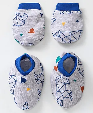 OHMS Mittens & Booties All Over Print - Grey Blue