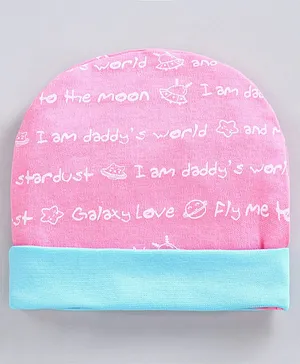 OHMS Baby Cap Text Print Pink Blue - Diameter 10 cm