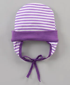 OHMS Tie Knot Cap with Ear Flaps Striped Purple - Diameter 10.5 cm