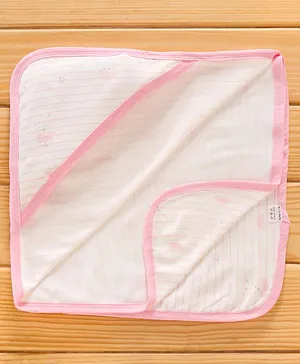 OHMS Interlock Cotton Knit Hooded Bath Towel - Pink