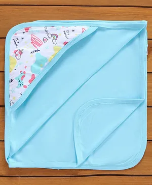 OHMS Interlock Hooded Towel Printed - Sly Blue