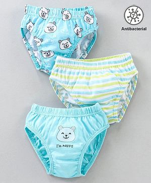 Babyhug Anti Bacterial Briefs Bear Print Pack of 3 - Blue