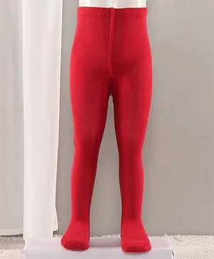 Cute Walk by Babyhug Full Length Anti-Bacterial Solid Tights - Red