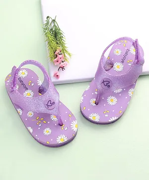 Babyoye Flip Flops Floral Print - Purple