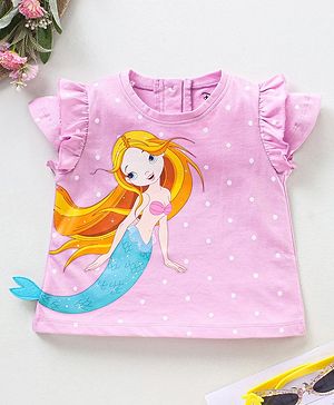 Babyhug Half Sleeves T-Shirt Mermaid Print - Purple