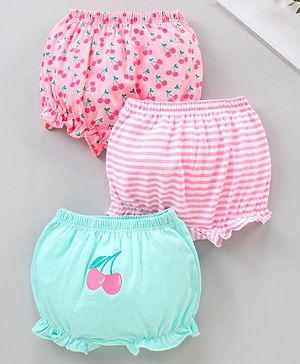 Babyhug Cotton Bloomers Set Printed Pack of 3 - Pink Blue