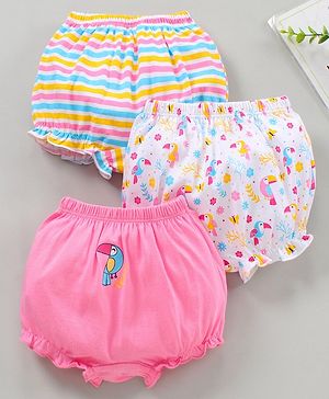 Babyhug Cotton Bloomers Printed Pack of 3- Multicolor