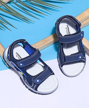 Cute Walk by Babyhug Solid Velcro Sandals with Applique - Blue