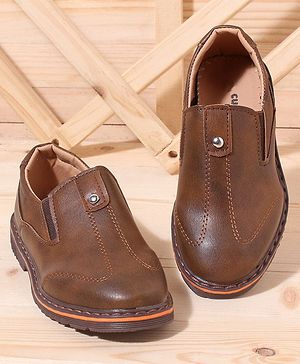 Cute Walk by Babyhug Slip On Formal Shoes Stitched Design - Brown
