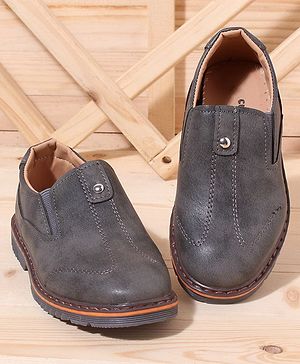 Cute Walk by Babyhug Slip On Formal Shoes Stitched Design - Grey