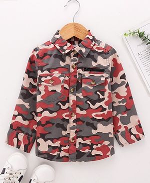 Babyhug Full Sleeves Printed Shirt - Khaki