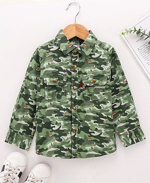 Babyhug Full  Sleeves Printed Shirt - Green