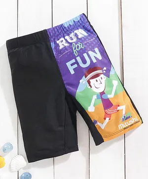 Mitushi Printed Swimming Trunk - Purple Black