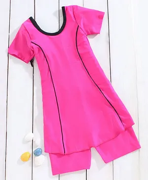 Mitushi Half Sleeves Frock Swimsuit - Pink