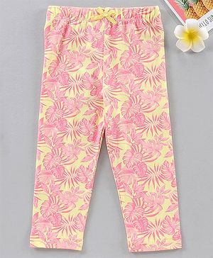 Babyhug Knit Full Length Leggings All Over Print - Pink