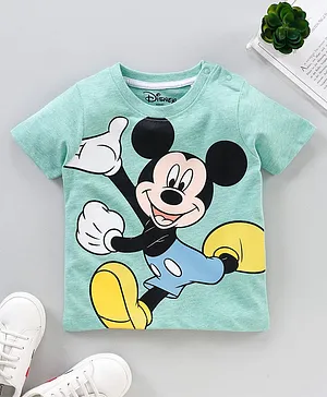Babyhug Half Sleeves T-Shirts Micky Mouse Print - Green
