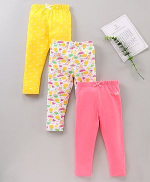 Babyhug Full Length All Over Print Leggings Pack of 3 - Multicolor