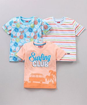 Babyhug Half Sleeves Printed T-Shirts Pack of 3 - Multicolor