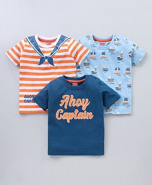 Babyhug Half Sleeves T-Shirts Multi Print Pack Of 3 - Multicolor