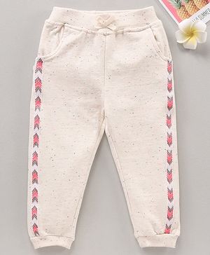 Babyhug Full Length Knit Lounge Pants with Side Panels - Beige