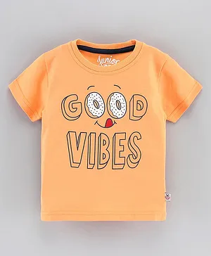 GRO Half Sleeves T-shirt Good Vibes Print - Light Orange