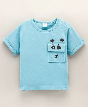 ToffyHouse Half Sleeves Cotton T-shirt  Face Print - Blue